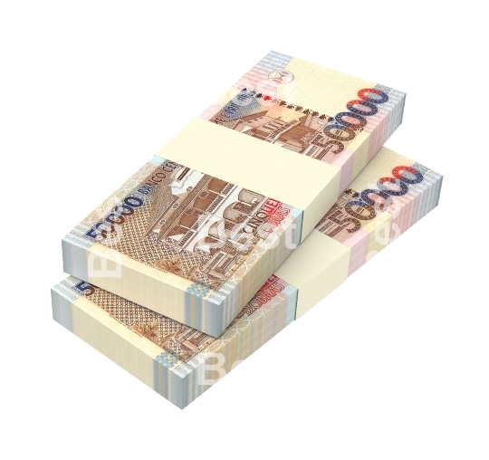 St. Thomas Dobras bills stack isolated on white background