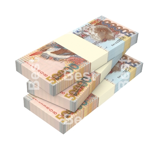 St. Thomas Dobras bills stack isolated on white background