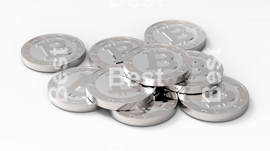 Stack of bitcoins isolated on white