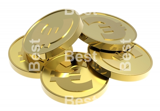 Stacks of gold coins isolated on a white background