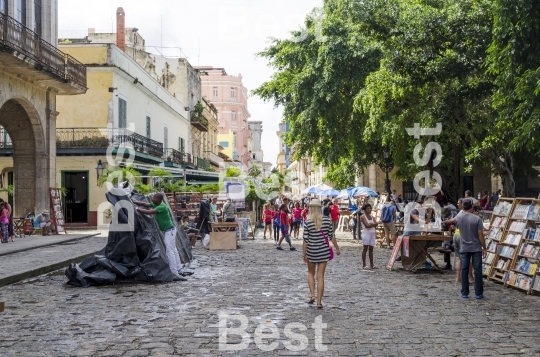 Stands on the Plaza de Armason in Havana