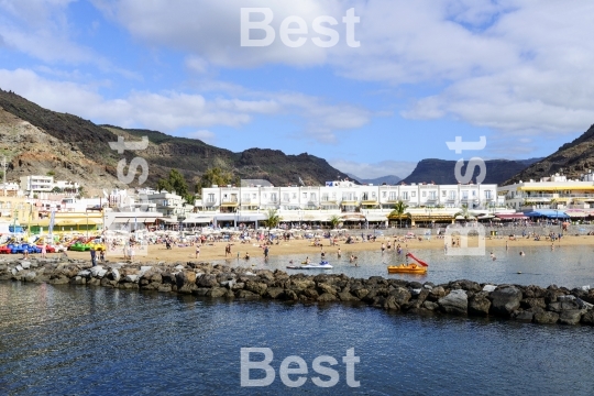 Sunny beach in Puerto de Mogan