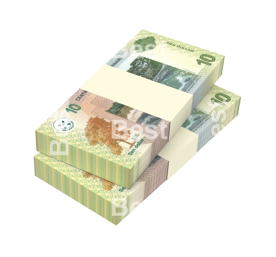 Surinamese dollar bills stack isolated on white background