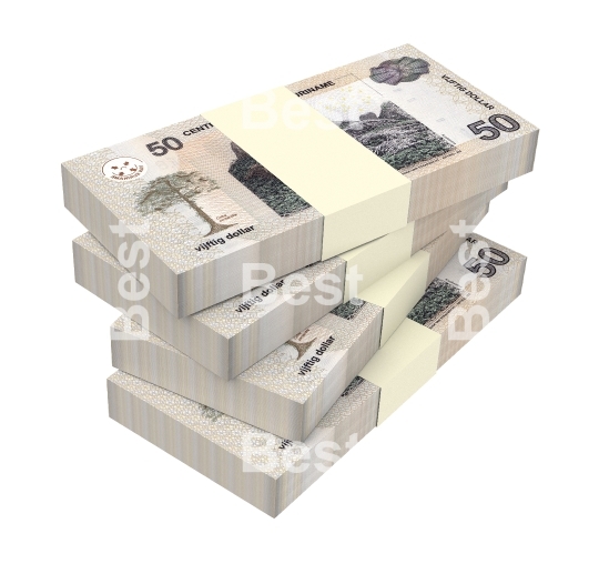 Surinamese dollar bills stack isolated on white background