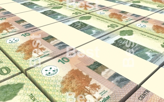 Surinamese dollar bills stacks background