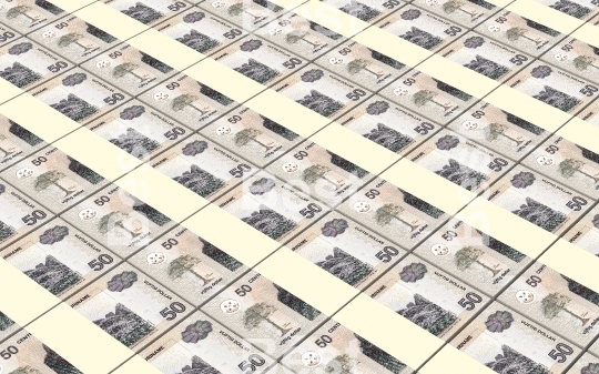 Surinamese dollar bills stacks background