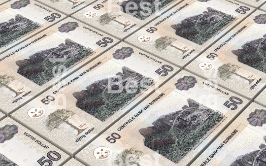 Surinamese dollar bills stacks background