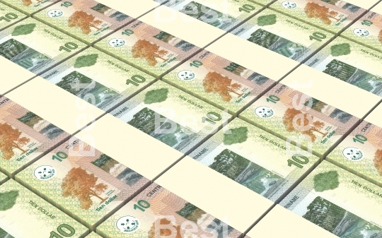 Surinamese dollar bills stacks background