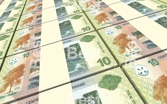 Surinamese dollar bills stacks background