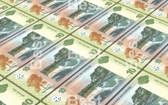 Surinamese dollar bills stacks background