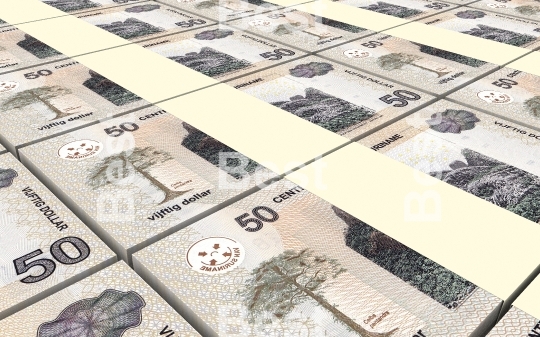 Surinamese dollar bills stacks background