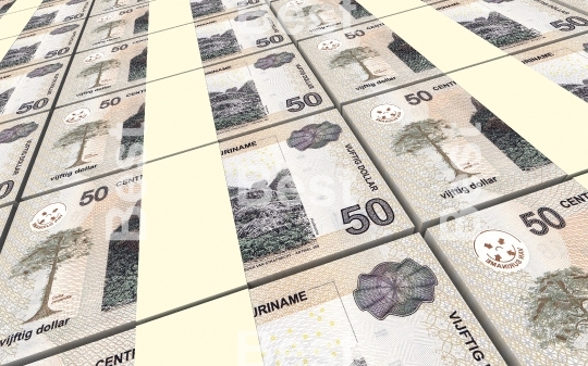 Surinamese dollar bills stacks background