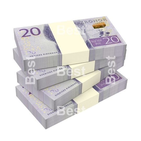 Swedish kronor bills isolated on white background