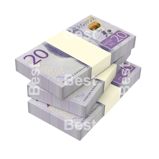Swedish kronor bills isolated on white background