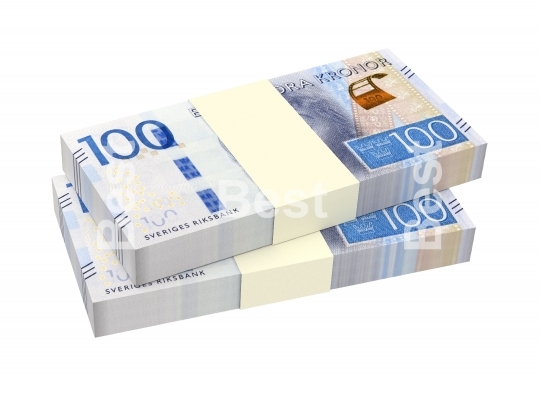 Swedish kronor bills isolated on white background