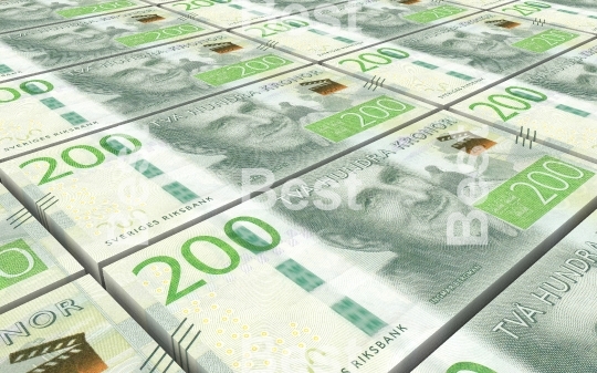 Swedish kronor bills stacks background