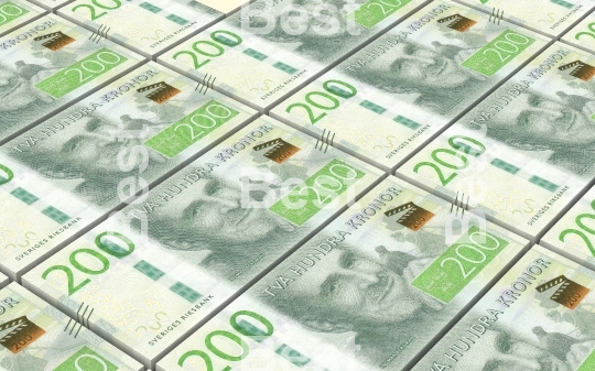 Swedish kronor bills stacks background