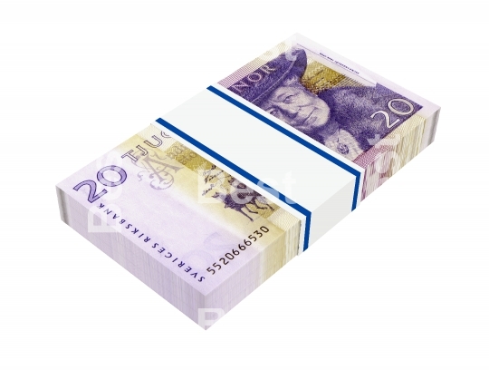 Swedish money isolated on white background.
