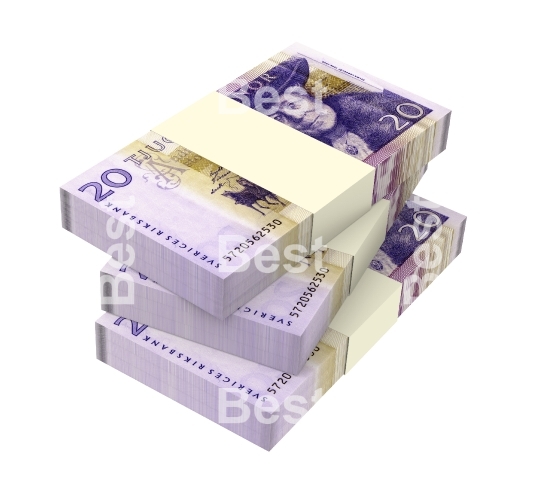 Swedish money isolated on white background.