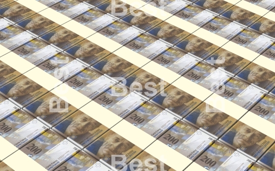 Swiss franc bills stacked background