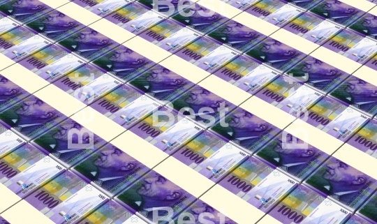 Swiss franc bills stacked background