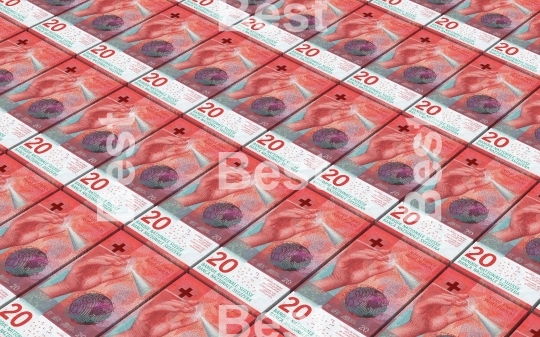 Swiss franc bills stacks background