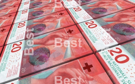Swiss franc bills stacks background