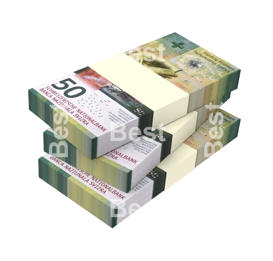 Swiss money isolated on white background