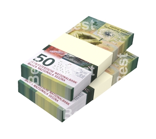 Swiss money isolated on white background