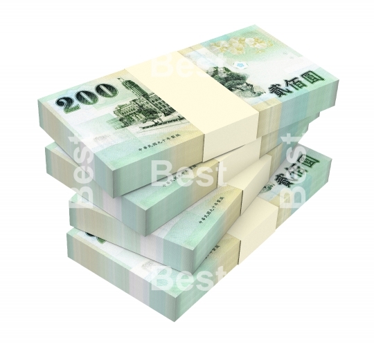 Taiwan yuan bills isolated on white with clipping path