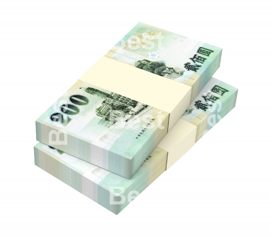 Taiwan yuan bills isolated on white with clipping path