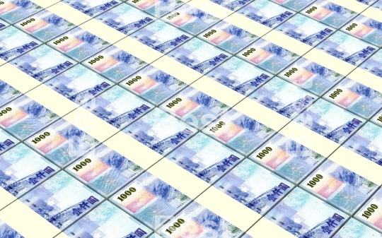 Taiwanese yuan bills stacks background