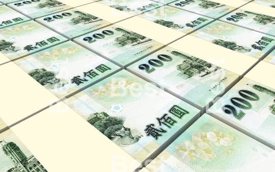 Taiwanese yuan bills stacks background