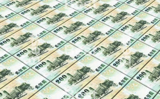 Taiwanese yuan bills stacks background