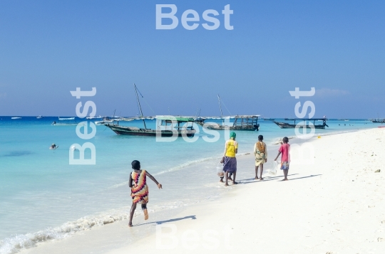 Tanzanian children on the beach in Nungwi