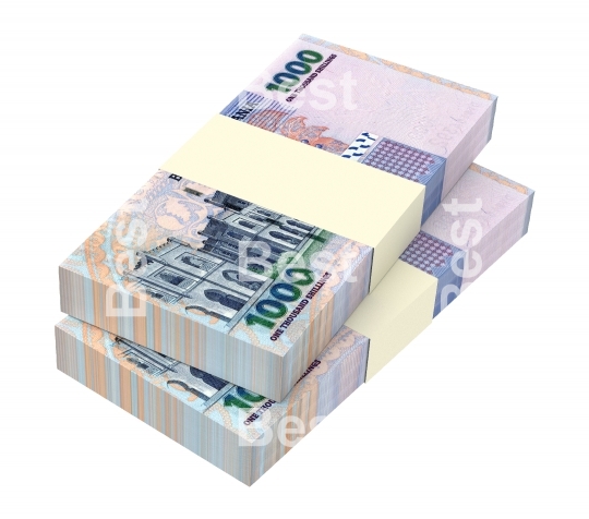 Tanzanian shilling bills isolated on white background