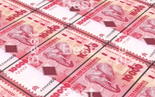 Tanzanian shilling bills stacks background