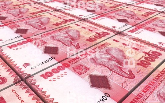 Tanzanian shilling bills stacks background