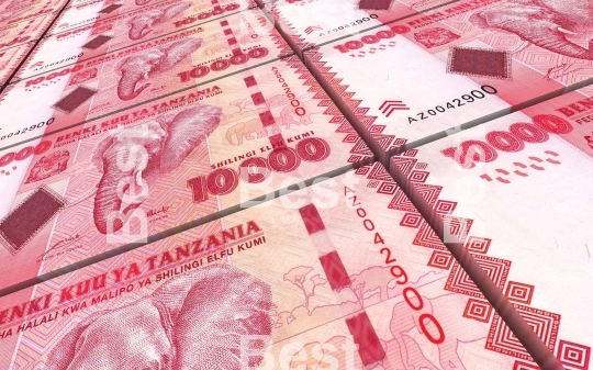 Tanzanian shilling bills stacks background