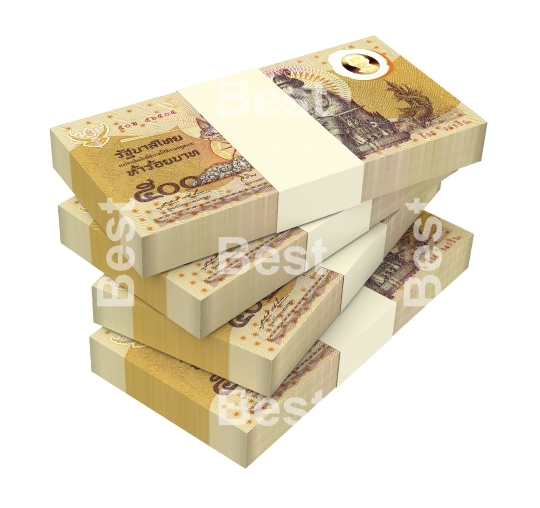 Thai baht bills isolated on white background