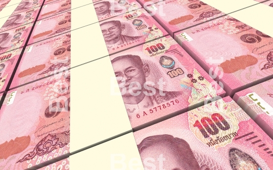 Thai baht bills stacked background