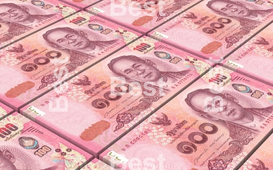 Thai baht bills stacked background