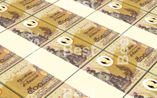 Thai baht bills stacked background