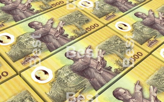 Thai baht bills stacked background