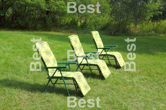 Three deck chairs