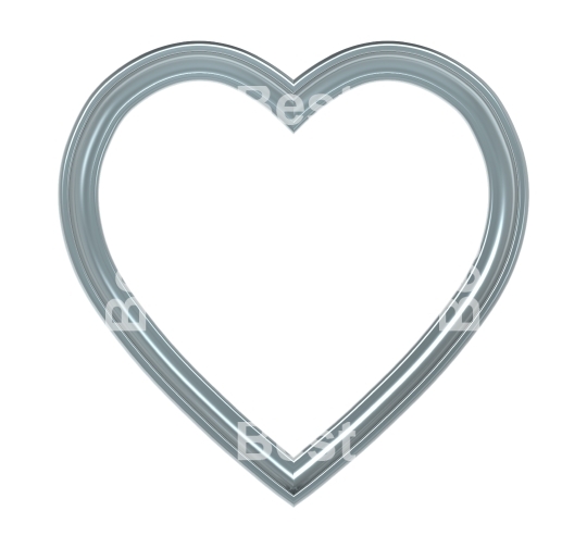 Titanium heart picture frame isolated on white