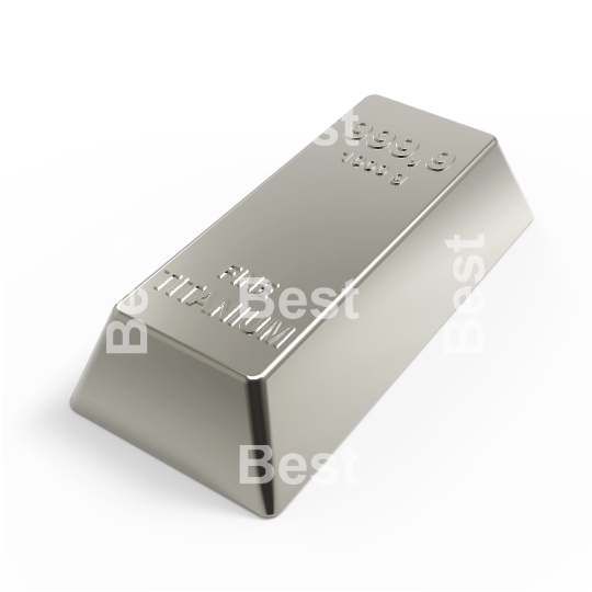 Titanium ingot isolated on white.