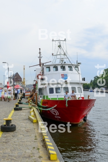 Tourist ship waiting in the harbor