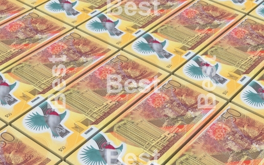 Trinidad and Tobago dollar bills stacks background