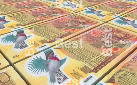 Trinidad and Tobago dollar bills stacks background